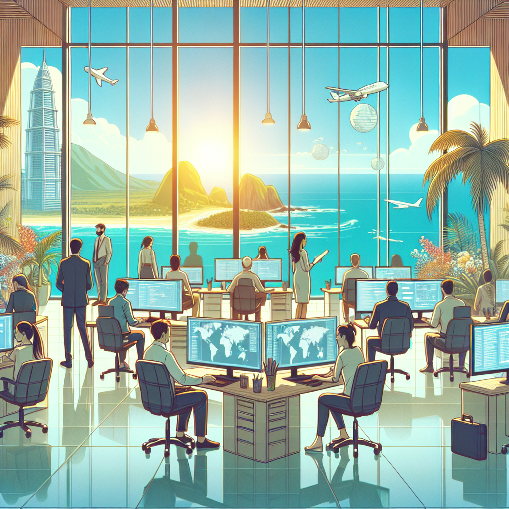 A professional team working on offshore software development center solutions in a modern office environment with natural lig