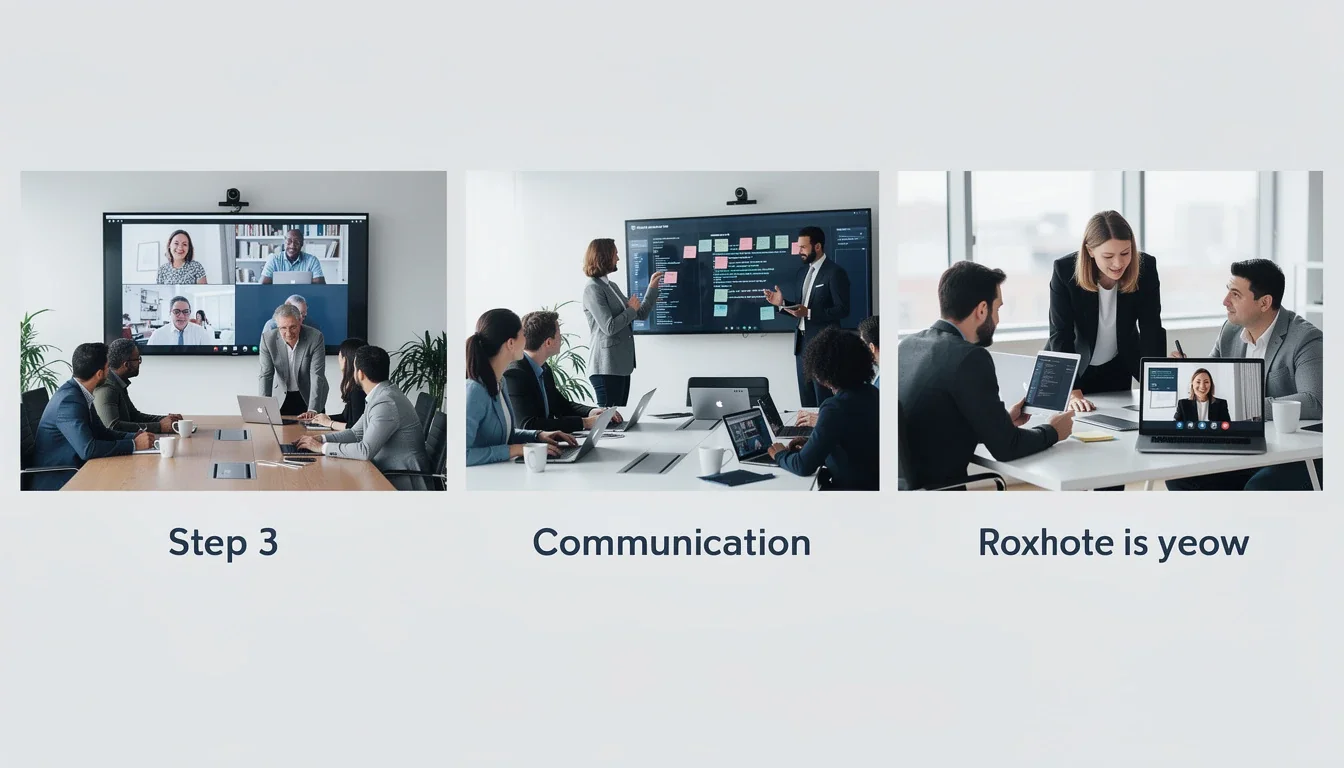 A step-by-step visual process guide demonstrating how hybrid development team communication strategies works