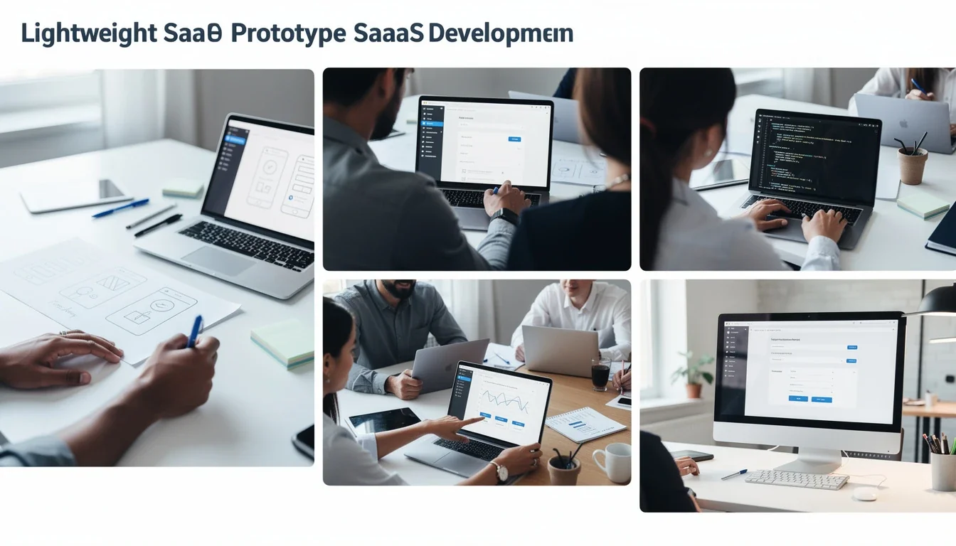 A step-by-step visual process guide demonstrating how lightweight saas prototype development approach works