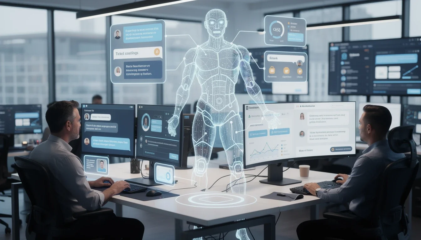 An illustrated diagram showing the key benefits of ai-powered customer support bots smbs strategies