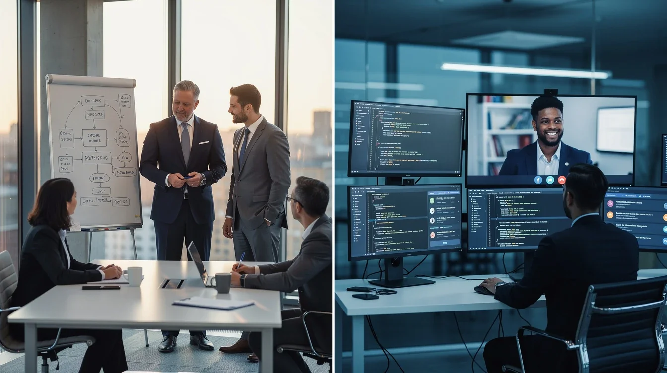 An illustrated diagram showing the key benefits of fractional cto vs offshore tech lead strategies
