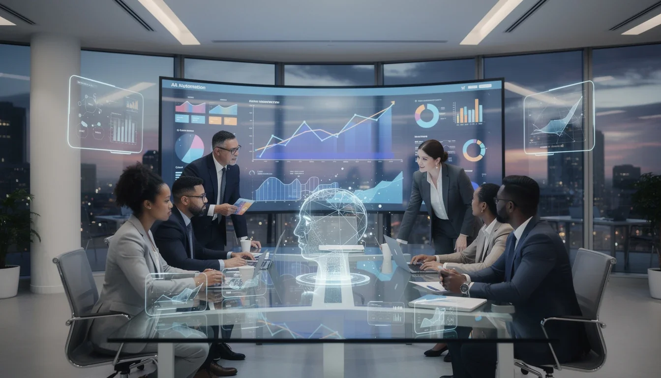 A professional team working on ai-driven saas product marketing tactics solutions in a modern office environment