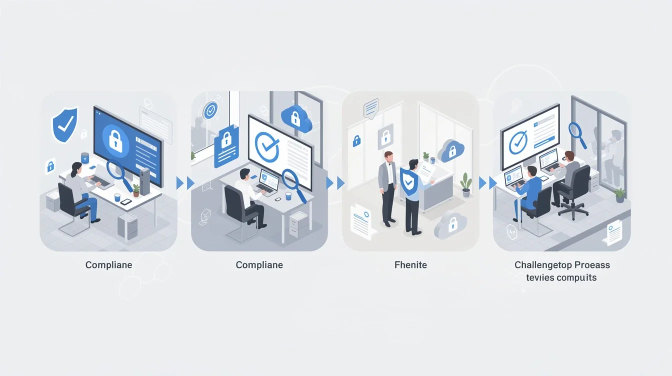 A step-by-step visual process guide demonstrating how hybrid teams handling saas compliance challenges works