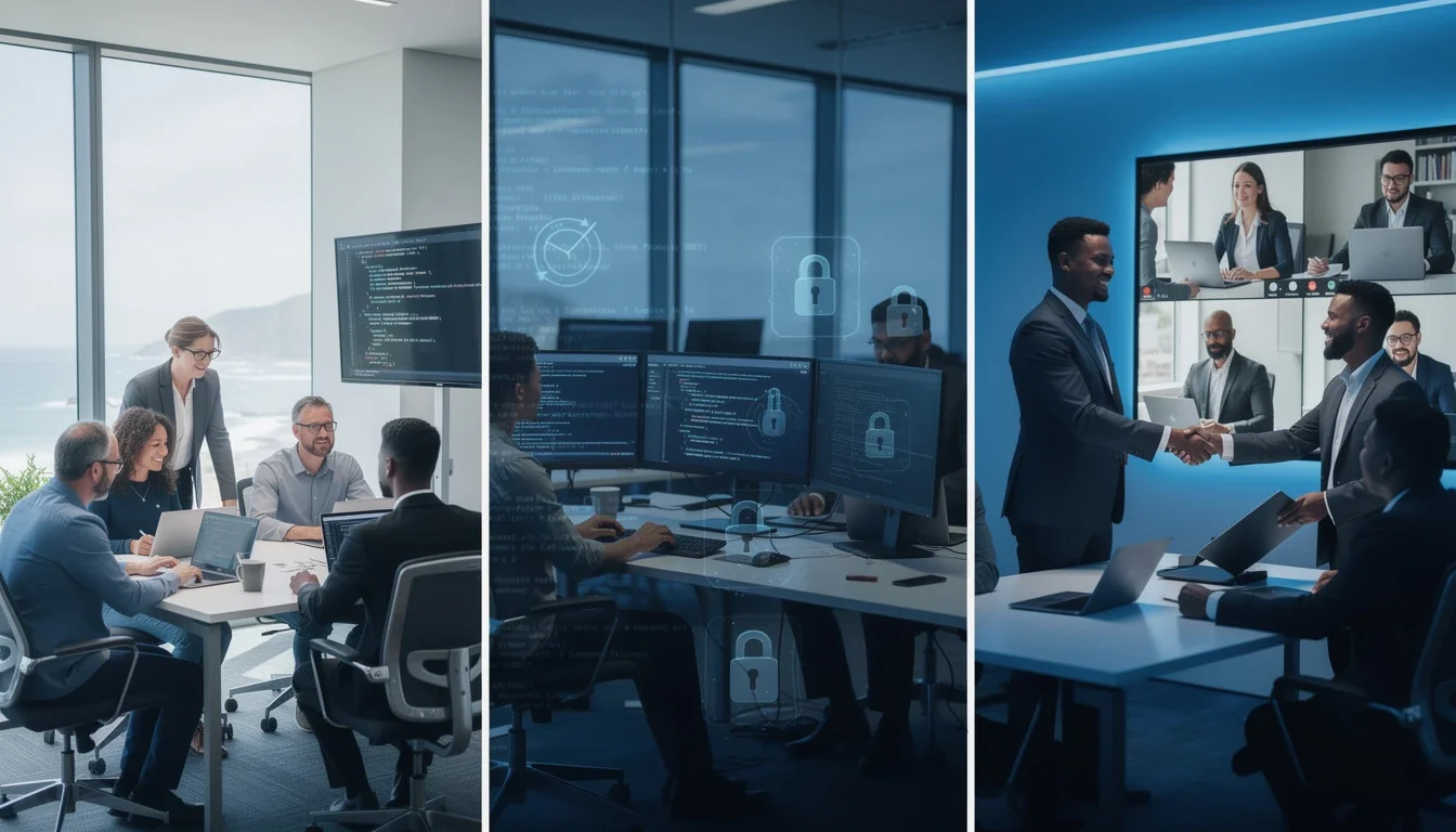 A step-by-step visual process guide demonstrating how intellectual property protection offshore software teams works