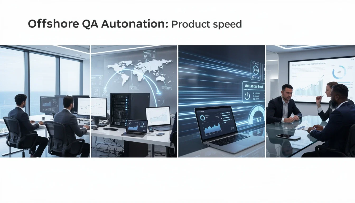 A step-by-step visual process guide demonstrating how offshore qa automation for product speed works