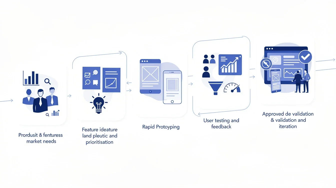 A step-by-step visual process guide demonstrating how validating saas features before full build works