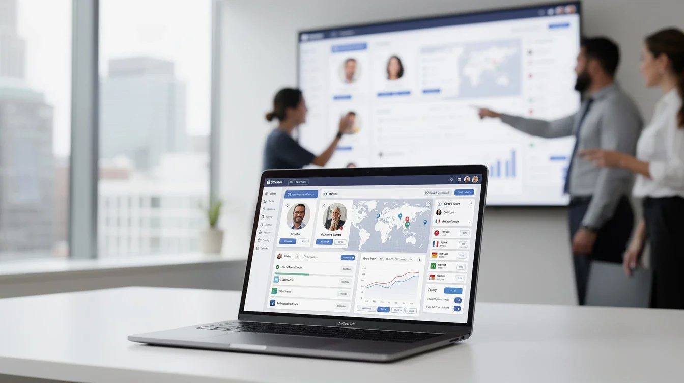 An illustrated diagram showing the key benefits of cross-border collaboration saas ui ux design strategies