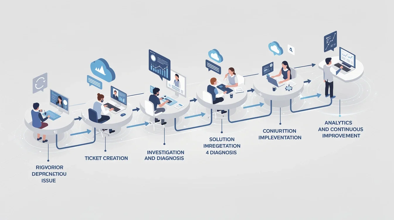 A step-by-step visual process guide demonstrating how end to end product support case study 2026 works