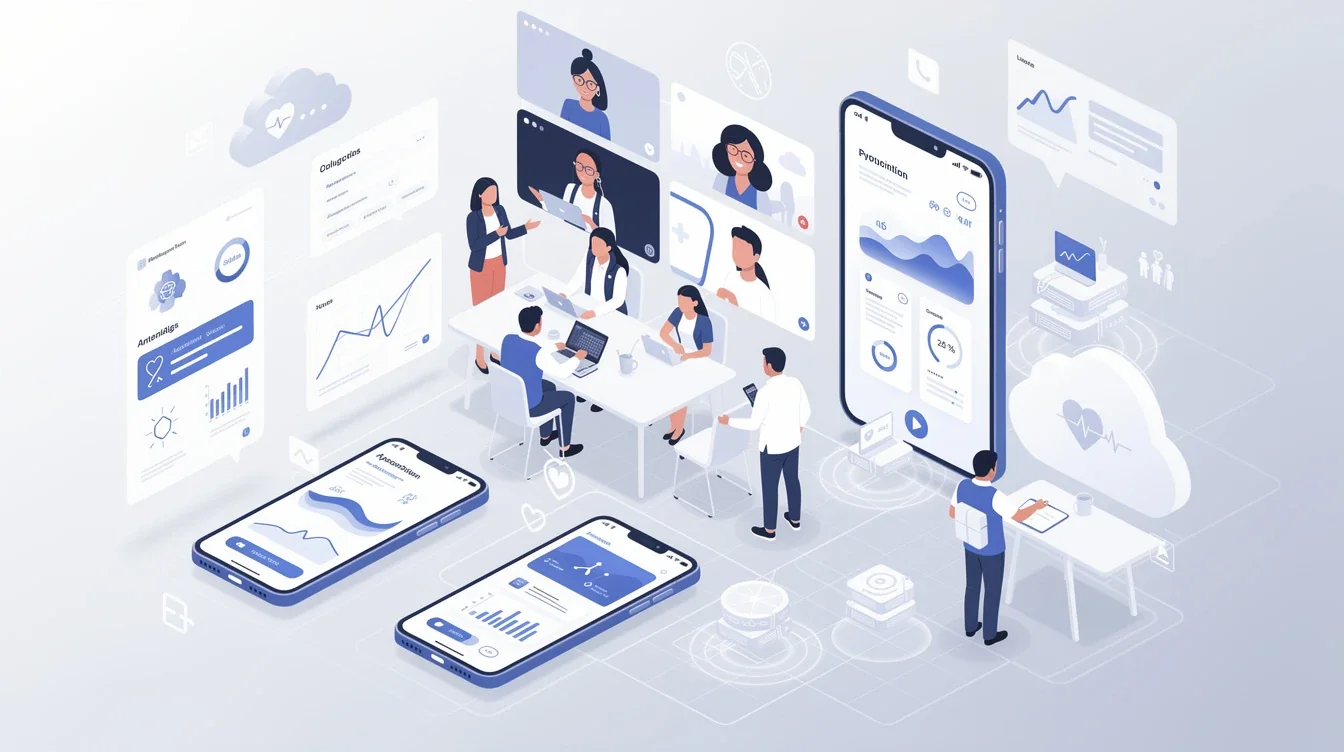 A summary infographic highlighting best practices for hybrid dev team healthcare app scaling case study