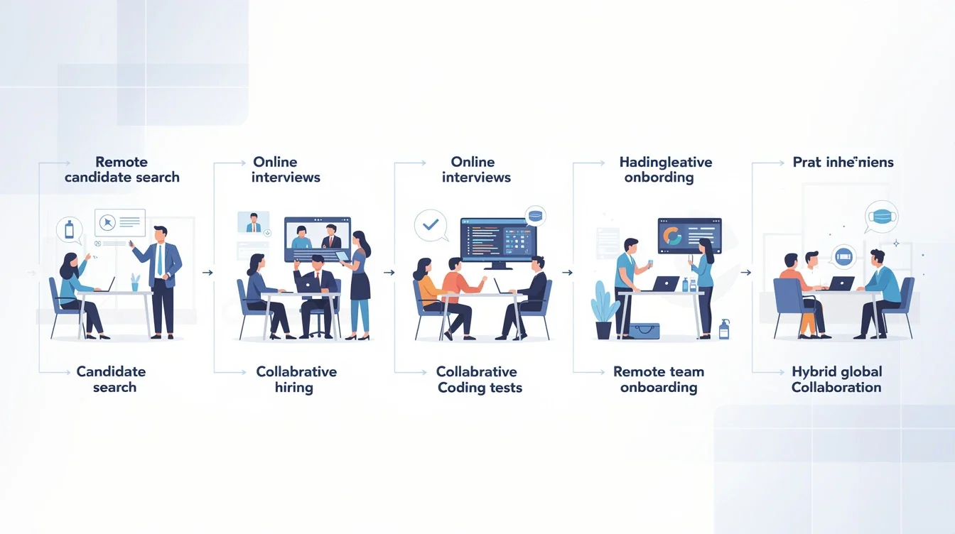 A step-by-step visual process guide demonstrating how offshore software teams for post-pandemic hiring works