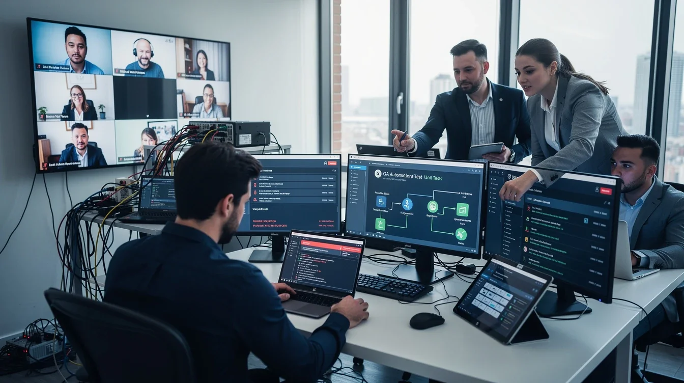 An illustrated diagram showing the key benefits of outsourced qa automation pitfalls startups strategies