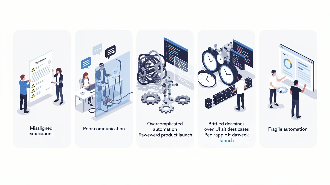 A step-by-step visual process guide demonstrating how outsourced qa automation pitfalls startups works