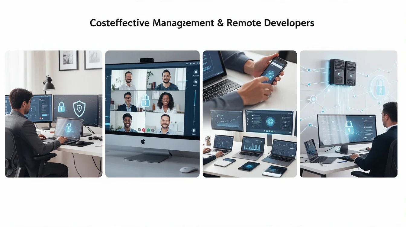 A step-by-step visual process guide demonstrating how cost effective security management remote developers works