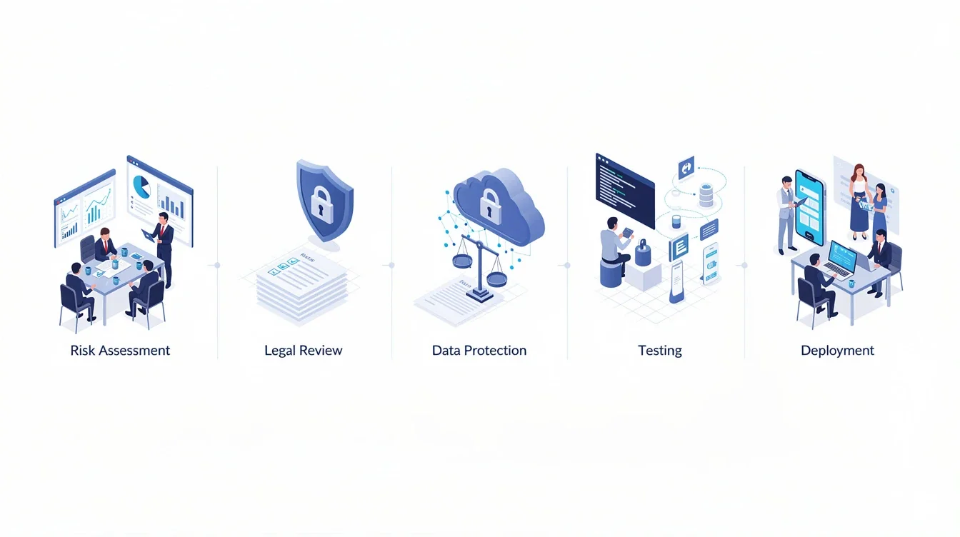A step-by-step visual process guide demonstrating how early compliance planning for offshore healthcare apps works