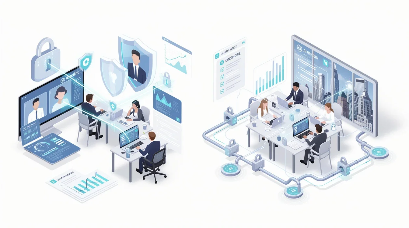 A summary infographic highlighting best practices for hybrid vs onshore team models for regulated saas