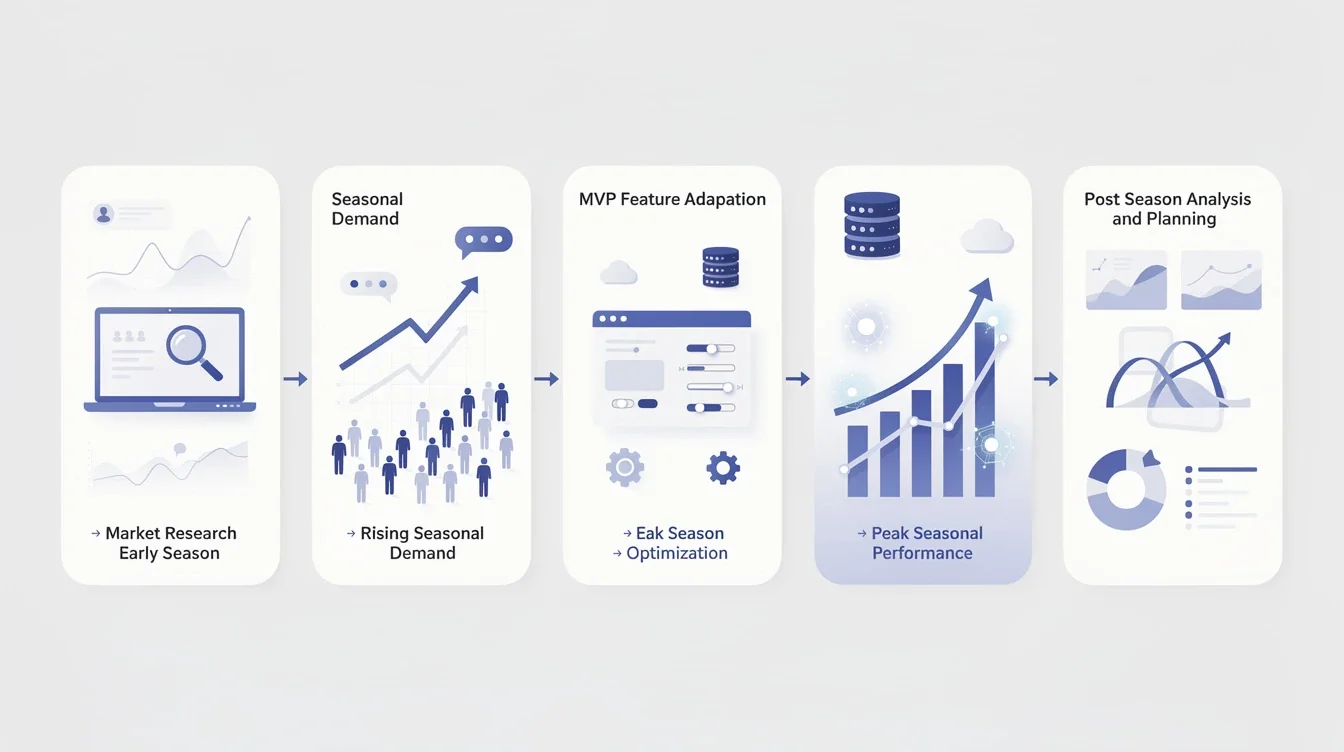 A step-by-step visual process guide demonstrating how seasonal market trends impacting saas mvp works