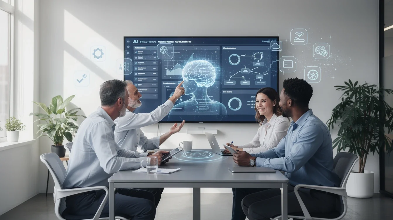 An illustrated diagram showing the key benefits of fractional ai consulting benefits for smbs strategies