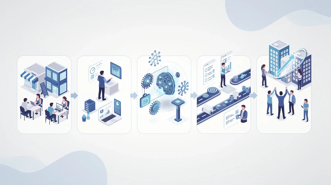 A step-by-step visual process guide demonstrating how fractional ai consulting benefits for smbs works