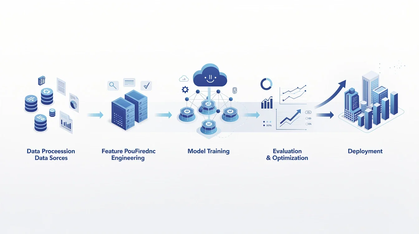 A step-by-step visual process guide demonstrating how ai model training for enterprise revenue works