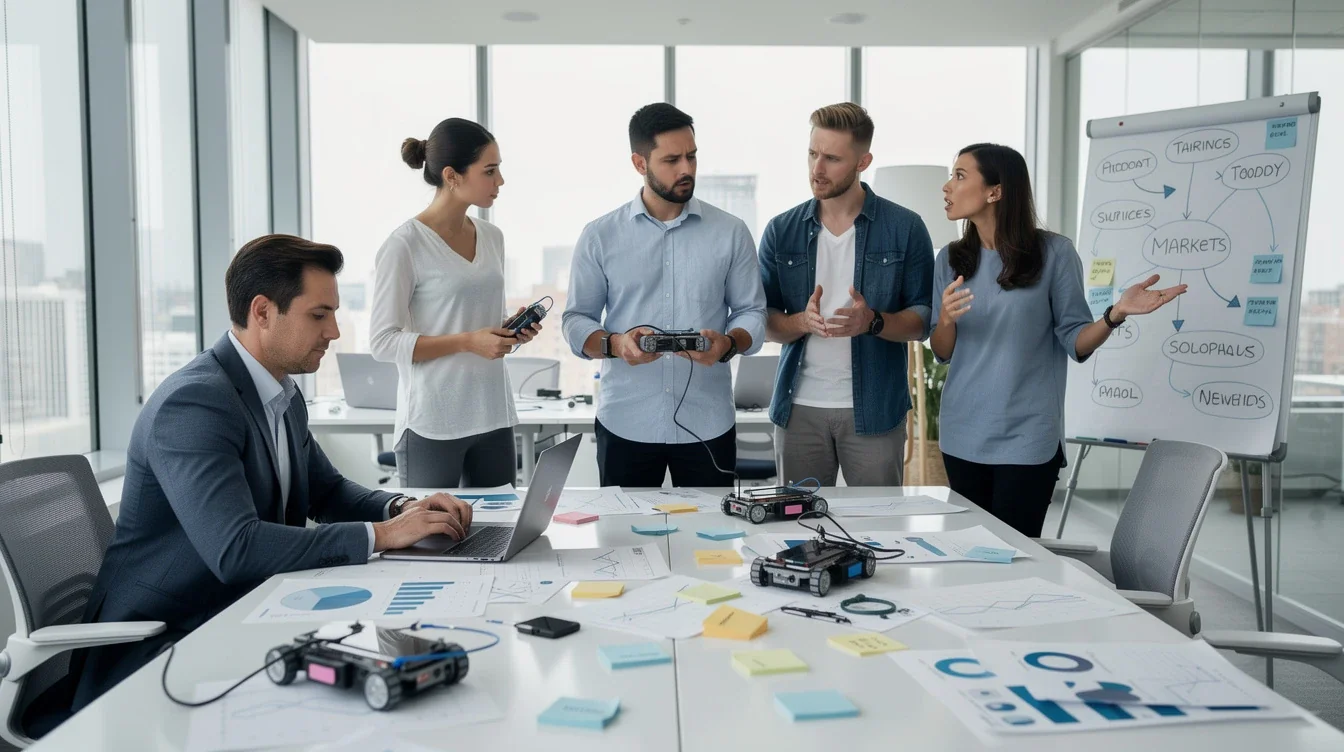 A professional team working on common mvp market fit mistakes startups solutions in a modern office environment