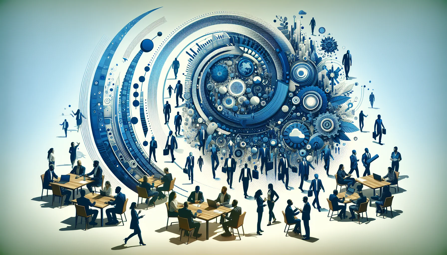 A professional team working on seasonal hiring cycles for offshore teams solutions in a modern office environment